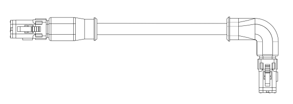 Beidseitig umspritzte Verbindungsleitung xDB Passiv 0° - 90° - PVC 16x0.75 + 2x1.5 mm² - 30 m